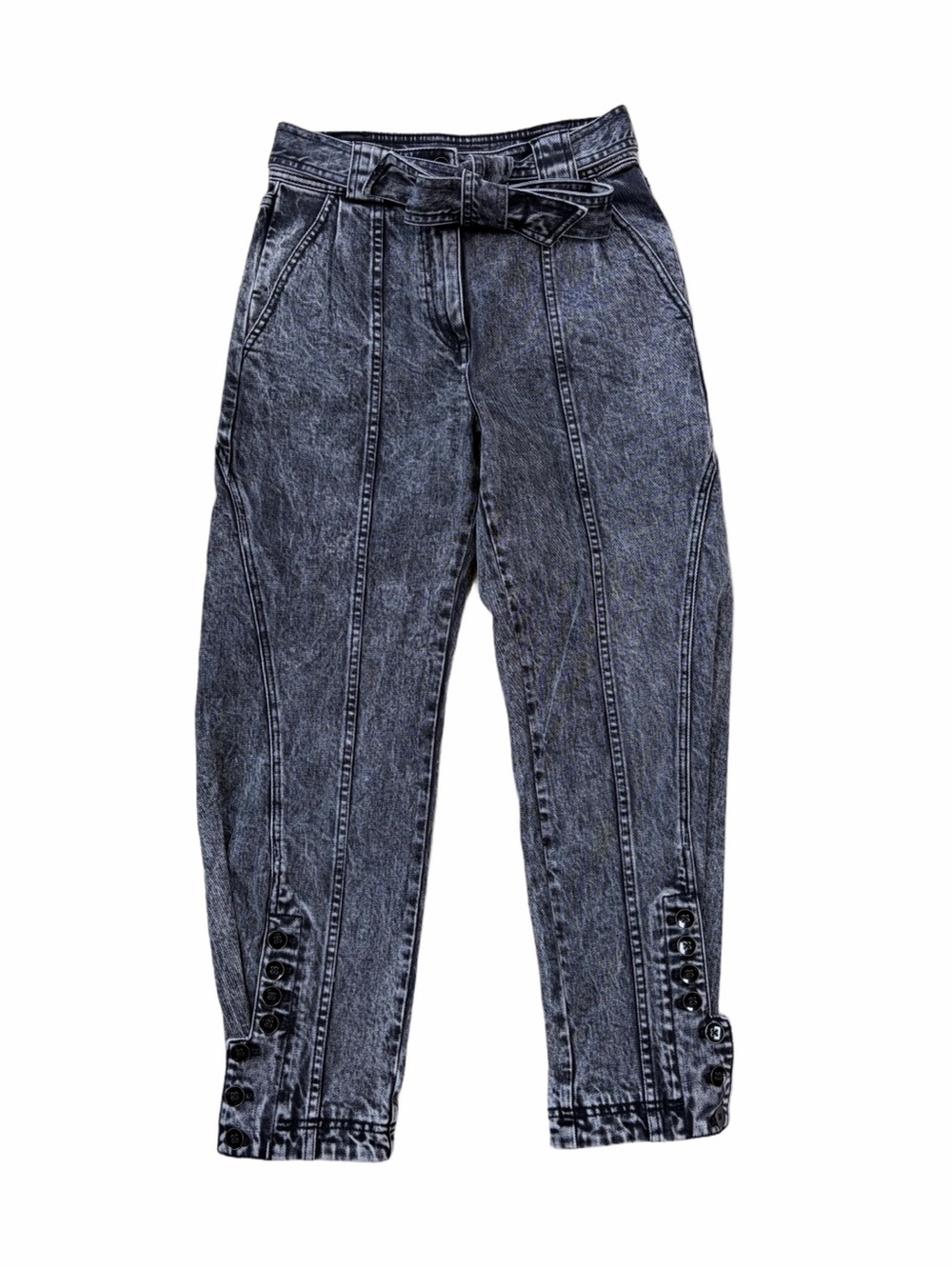 Ulla Johnson Women’s Size 2 Barrel Brier Tie Waist Belted Acid Wash Denim Jeans